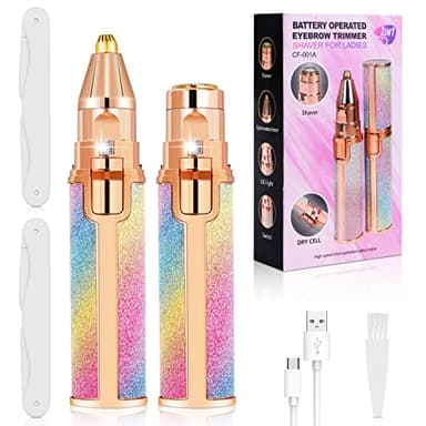 ACWOO Wiederaufladbarer Augenbrauen trimmer,2-in-1Gesichtshaarentferner für frauen,USB Elektrischer Haarentfernung,Schmerzfreie Augenbrauen Trimmer Frauen mit LED-Licht für Körper Lippen,Kinn,Wangen
