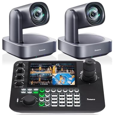 Tenveo VL12U 4K AI Tracking PTZ-Kamera-Set (2x Kameras + KB300PRO Controller) | 4K-Doppelkamera-System mit KI-Tracking & 7-Zoll-4-Bild-Controller