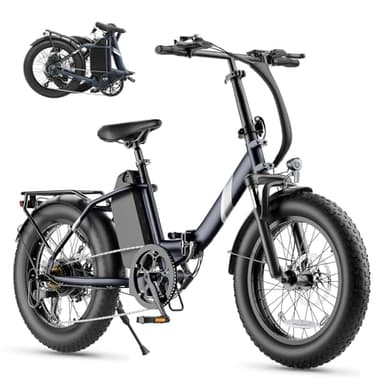 Touroll S3 Pro E-Bike Klapprad mit 1296Wh Akku bis 195km Reichweite, 20x3.0 Zoll Fat Tire Elektrofahrrad Herren Damen, 250W Motor mit 50Nm Drehmoment, Ebike mit Federgabel & Gepäckträger, StVZO Konfor