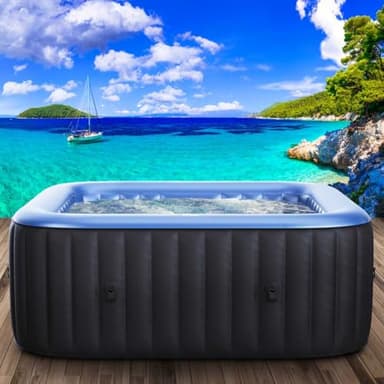Whirlpool aufblasbar BRAST MSpa Tekapo für 6 Personen 185x185cm In-Outdoor Pool 132 Massagedüsen Energiespar-Timer Heizung Aufblasfunktion per Knopfdruck Bubble Spa Wellness Massage