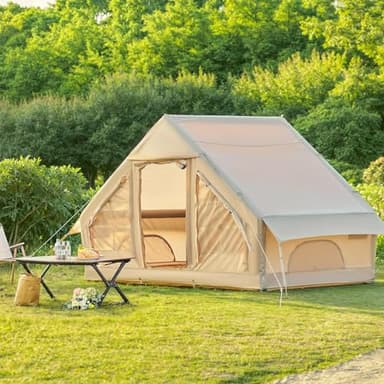 Aufblasbares Zelt, Einfacher Aufbau Camping Zelte Pop up Outdoor Zelt mit Handpumpe für 3-5 Personen, 300D Oxford 4-Jahreszeiten Wasser- & Winddicht mit Mesh-Fenstern, für Freund Familie Reisen