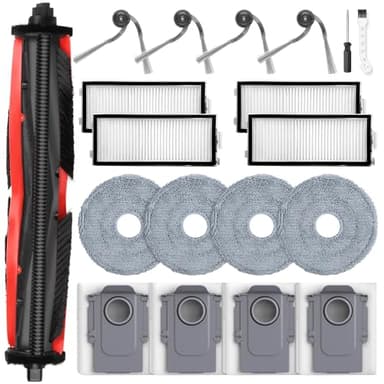 19 Stück Zubehör für Roborock Saros Z70 Saugroboter, Ersatzteil mit 4 Staubbeutel 4 Seitenbürsten 4 Wischtücher 4 HEPA Filter 1 FreeFlow Hauptbürste 1 Reinigungsbürste 1 Schraubendreher