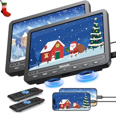 10,1" DVD Player Auto 2 Bildschirme 5-Stunden-Akkulaufzeit mit HDMI-Eingang, USB/TF-Karte, Speicherkapazität, Wiedergabe gleicher/verschiedener Filme, Regionsfrei, Auto-DVD-Player für Kinder 2 Player