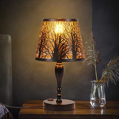 AIRTWESD Industrielle Tischlampe aus Metall, E27 rustikale Schreibtischlampe mit käfigförmigem Schirm, Vintage Edison Nachttischlampe für das Wohnzimmer, mit Schalter (No Bulb)