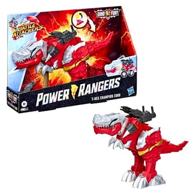 Power Rangers Battle Attackers Dino Fury T-Rex Champion Zord elektronische Action-Figur für Kids ab 4 Jahren mit Lichtern und Geräuschen, Enthält: 1 Figur und Anleitung.