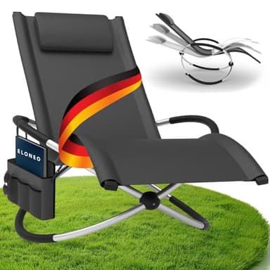 ELONEO Schaukelliege Outdoor mit Tasche, Relaxliege bis 180 kg Belastbarkeit, Schaukelsessel Outdoor, Liegestuhl wetterfest, Sonnenliege für Garten und Balkon, anthrazit