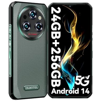 OUKITEL WP35 Telephone Portable Incassable Android 14-24GO(8+16)+256GO, Telephone Portable 5G,Octa-Core,6.6" FHD+,5G Dual SIM, Telephone Incassable 11000mAh,64MP+32MP,GPS/NFC/OTG/2Ans Garantie,Vert