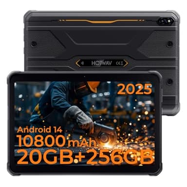 HOTWAV R10 Pro Outdoor Tablet, 10,1 Zoll HD+ Wasserdicht Tablet, 10800mAh 20GB+256GB/1TB Android 14 Rugged Tablets, 13MP+5MP Kamera IP68/IP69K, GPS/4G LTE Dual SIM/5G WiFi/Face ID