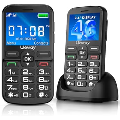 4G Seniorenhandy Ohne Vertrag mit Groüe Tasten | Großes 2,4-Zoll-IPS-Display | Dual Nano SIM Senioren Rentner Handy mit Notruftaste | Typ-C-Kabel | Hörgeräte Kompatibel | Tastenhandy mit Ladestation