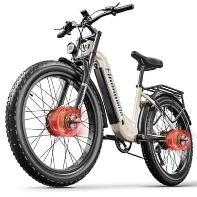 Shengmilo S700 2 * 1OOOW Ebike,Dual Motor Aluminium Rahmen E-Bike, Drehmoment 80N.M×2,26Zoll, 840WH Akku mit abnehmbarem Li-Ion Akku und 7 Gangschaltung Herren Damen ebike