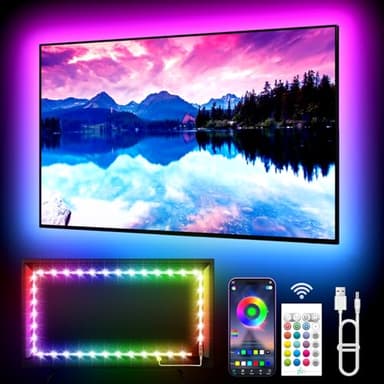 KANTUTOE LED TV Hintergrundbeleuchtung, 3m TV LED Streifen für 32-45 Zoll TV, RGB Led TV Lichter mit Musik Sync, Bluetooth APP & Fernsteuerung Lichtstreifen für Zimmer (9.84ft)