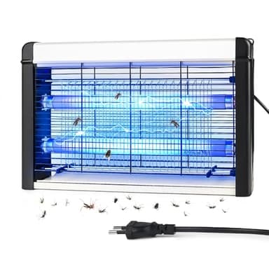 Insektenvernichter Elektrisch, Leistungsstark 3500V & 20W UV Elektrische Fliegenfalle, Mückenlampe mit Waschbares Tablett und Aufhängekette Geeignet für Schlafzimmer, Wohnzimmer, Esszimmer
