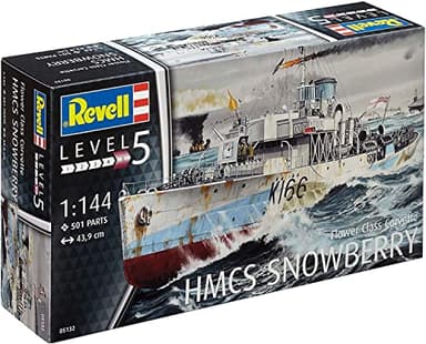 Revell Modellbausatz Schiff 1:144 - Flower Class Corvette HMCS Snowberry im Maßstab 1:144, Level 5, originalgetreue Nachbildung mit vielen Details, 05132, merhfarbig