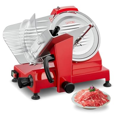 FOHERE Allesschneider Elektrisch Aufschnittmaschine mit 25 CM Edelstahlklinge, Integrierter Schärfer, Einstellbare Dicke 0-12 mm, Professionelle Schneidemaschine für Fleisch, Schinken, Käse & Brot