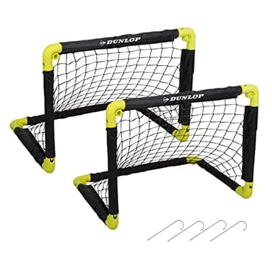 Dunlop Fußballtor 50 x 44 x 44 cm - Fußballtore Set von 2 - Faltbares Fussballtor - Fussballtore für Garten Kinder - Fussball Trainingszubehör für Innen und Außen - Kunststoff - Schwarz/Gelb