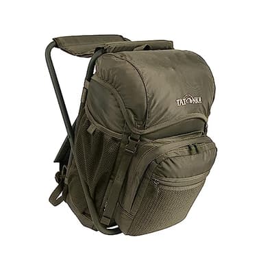 Tatonka Fischerstuhl 20L - Rucksack mit Hocker und 20 Liter Volumen - Mit stabilem Aluminiumrahmen - Belastbar bis 100 Kg (olive)