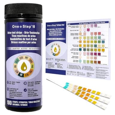 100 x One Step Urin Teststreifen für 10 Parameter I Mit Farbkarte für genaues hygienisches Ablesen I Keton, Glukose, Bilirubin, spez. Dichte, Blut, pH, Protein, Urobilinogen, Nitrit, Leukozyten