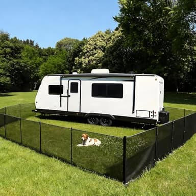 Hundezaun Camping– Mobiler Zaun Hund Tragbar, Mobiler Hundezaun Polyester, Campingzaun Hund, 12M GesamtLänge Hundeauslauf– Faltbar Zaun für Hunde Ideal für Camping, Garten und Andere Outdoor-Bereiche