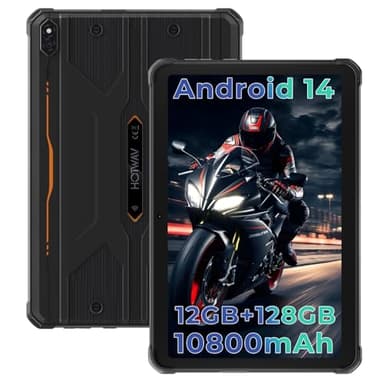 HOTWAV R8 Tablet Outdoor Android 14, 10,1 Zoll HD+ 800*RGB*1200 Display Baustellen Tablet, Octa-Core 10800mAh 12GB+128GB/1TB TF, IP68/IP69K Wasserdicht Tablets, Dual SIM 4G/5G WiFi/Face ID/GPS/OTG