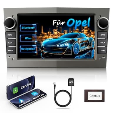 Lehwey Bluetooth Autoradio mit Bildschirm für Opel Corsa d, Astra j&h, Insignia, Vivaro, Zafira b mit Navi WLAN UKW, Carplay, Android Auto, Lenkrad Strg, 2Din Android 14 Dab Auto Radio 7 Zoll (Grau)