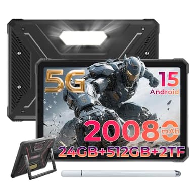 HOTWAV R9 Ultra 5G Outdoor Tablet, Wasserdicht Tablet mit Stift, Android 15, 11" 2K FHD+ Rugged Tablets 24GB +512GB+2TB, 20080mAh 20W Quick-Charge, 64MP+16MP IP68/IP69K, Dual SIM/5G WiFi/GPS/OTG