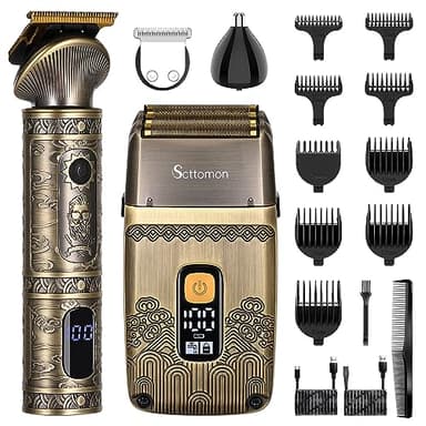 Scttomon T-Blade Haarschneider Elektrische Rasierer für Männer Folienrasierer Bartschneider Männer Grooming Kit Präzisionstrimmer Rasierapparat Barttrimmer Akku