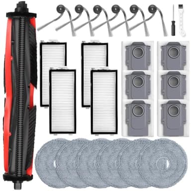 25 Stück Zubehör für Roborock Saros Z70 Saugroboter, 1 TriCut Hauptbürsten 6 Staubbeuteln 6 Wischtücher 4 HEPA Filter 6 Seitenbürsten 1 Reinigungsbürste 1 Schraubendreher