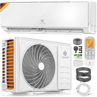 KESSER® Klimaanlage Set Split, WiFi/App Funktion Klimagerät, Kühlen A++/Heizen A+ -9000 BTU/h (2.600 W) sehr leise, Kältemittel R32, Fernbedienung, Timerfunktion, Montagematerial
