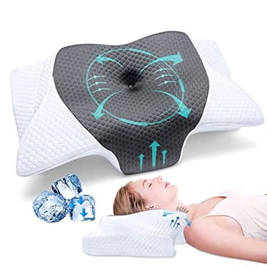 SAHEYER Ergonomisches Nackenkissen, Memory-Schaum Kopfkissen Seitenschläferkissen Orthopädisches Nackenstützkissen, 60 x 35.5 x 10/13CM Komfort Schlafkissen für Nacken-Schulter Schmerzlinderung