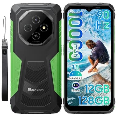 Blackview Fort1 Android 15 Outdoor Smartphone,10000mAh Outdoor Handy Ohne Vertrag 12GB+128GB/2TB,Gemini AI 6.56'' 90Hz Baustellenhandy, NFC/FOTA/390g/DREI Kartenfächer/Fingerabdruck/IP69K Wasserdicht