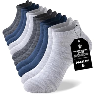 Niorasen Bambus Sneaker Socken Herren Damen 43-46 37-42, Atmungsaktive Sportsocken, Anti Geruch Laufsocken, Antibakterielle Kurze Sommer Knöchelsocken, Halbsocken, Bambussocken 6 Paar