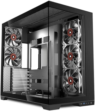 KEDIERS PC Gehäuse - vorinstallierte 5-Lüfter, ATX Mid Tower Gaming Gehäuse, Computergehäuse mit öffnendem Seitenteil aus gehärtetem Glas Schwarz G500