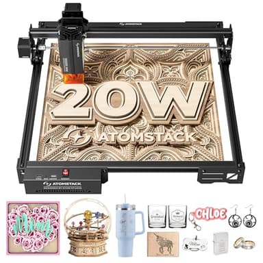 ATOMSTACK A20 PRO V2 Laser graviermaschine 20W Laser Cutter, Hochpräzisions-Laserschneider für personalisierte Geschenke, Visitenkarten, Holz, Metall, Acryl, Leder