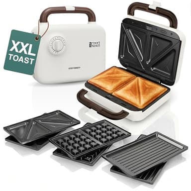 LEBENLANG Sandwichmaker 3 in 1-750W Inkl. 3 Einsätze für Grill, Sandwich & Waffeln I Sandwich Maker Kombi Toaster Sandwichtoaster Waffeleisen Sandwich- & Paninitoaster Waffle maker Sandwhichmaker