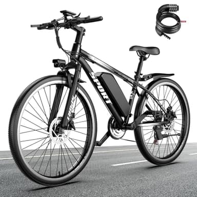 ASKGO E Bike, 26" Zoll E-Bike Herren Damen mit Paar Scheibenbremse, 48V 10AH Akku, 80KM Reichweite, Offroad E-Mountainbike, 7 Gänge Elektrofahrrad Für Berge und Pendeln, Multifunktional