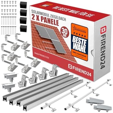 SET 2x PV-Module, PV, Photovoltaik, Aufständerung, Ziegeldach, Dachhalterung, Befestigung, Halter, Halterung, Solar, Solarmodul, Solarpanel, PV Halter, 25-40mm - 0%