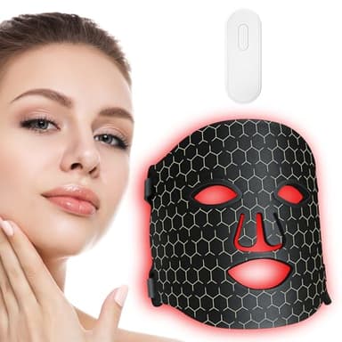 Rotlicht Mask Gesicht, Rotlichtlampe LED Maske Gesicht 7 FarbenLichtmaske mit 270 Perlen, Wiederaufladbare LED Maskes Gesichts für Gesichtsschönheit, Anti-Aging, Verjüngung