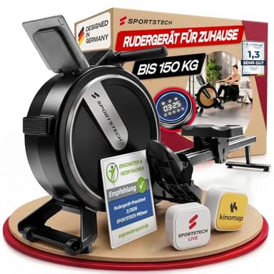 Rudergerät für Zuhause mit Wasser- oder Magnetwiderstand, bis 150 kg, LED-Display, App kompatibel, Dual Slide Rail, leise, ergonomischer Sitz, Ganzkörpertraining, vertikal verstaubar, PROwer/WRX500