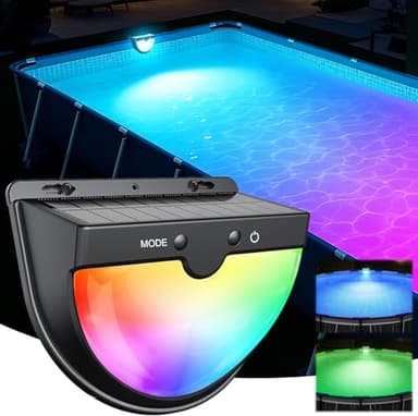 PoolLeader 2026 Neu Poolbeleuchtung Solar, Pool Lichter Solar für Metallrahmen-Aufstellpool, LED Poolbeleuchtung mit Mehrfarbig Lichtmodi, Wasserdicht und Stoßfest,Pool Lampen LED für Garten