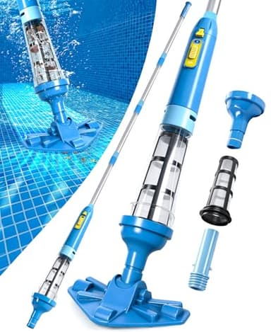 LanBlu Poolsauger Akku mit Teleskopstange, 60L/Min Pool Staubsauger Starker Saugleistung, 5200mAh Batterie Poolsauger Bodensauger Laufzeit bis zu 90 Minuten, Akku Pool Sauger Kabellos für Spas Pool