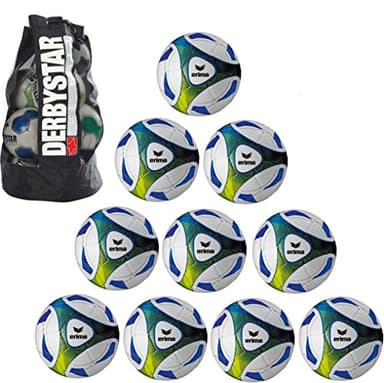 Erima 10x Hybrid Training royal/Lime Größe 5 + 1x Ballsack Ballpaket TOP Preis Teamsport Plum