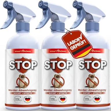 KRAFTKÖNIG Marderspray 500 ml (3er Pack) – Hochwirksamer Marderschreck für Auto, Motorraum, Dachboden, Garage & Garten – Effektive Marderabwehr mit Langzeitschutz, sofort einsatzbereit