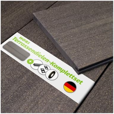 HORI WPC Terrassendielen Komplettset I Massivdiele Sylt I Robuste & witterungsbeständige Terrassendielen I Inkl. passender Unterkonstruktion & Zubehör I grau I Fläche: 8 m² I Dielenlänge:4,00 m