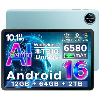 DOOGEE Tab A9 Tablet 10 Zoll Android 16, 12GB RAM+64GB ROM(TF 2TB) Gaming Tablet, Gemini AI, 6580mAh, Unisoc T310, Dual Speaker, 5G WiFi, 8MP Kamera, Bluetooth 5.0, Face ID, 3.5mm Kopfhöreranschluss