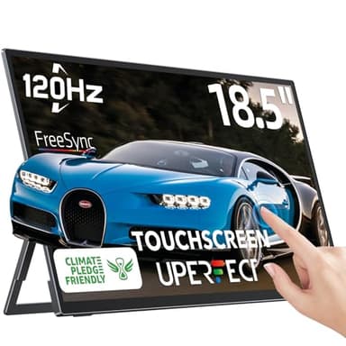 UPERFECT 18,5 Zoll 120Hz Touchscreen Portable Monitor mit Integrierter Ständer Full HD IPS Bildschirm USB C Mini HDMI für Macboo PC Laptop Handy Spielkonsolen, Metallgehäuse, VESA-kompatibel