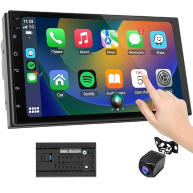 Haudio 7 Zoll 2Din CarPlay Bildschirm,für Apple CarPlay & Android Auto,Rückfahrkamera, Mirror Link, Bluetooth 5.0, Sprachsteuerung, GPS-Navigation, FM(RAM 2GB+ROM 64 GB)