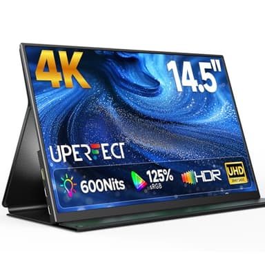 UPERFECT Portable Monitor 4K 14.5" 3840x2400 Tragbarer Monitor mit Smart Cover, 125% sRGB 600Nits 2000:1 Kontrast 16:10 Matt, Ultra-Dünner Metall Zweitbildschirm für Laptop/PC/Smartphone/Spielkonsole