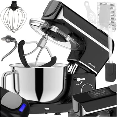 Küchenmaschine mit beheizbarer Rührschüssel 5,5L – RUHHY Teigmaschine mit integrierter Waage, Timer & Display – 11 Stufen, leise & leistungsstark – für Brot, Pizza & Kuchen