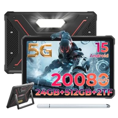 HOTWAV R9 Ultra 5G Outdoor Tablet, Wasserdicht Tablet mit Stift, Android 15, 11" 2K FHD+ Rugged Tablets 24GB +512GB+2TB, 20080mAh 20W Quick-Charge, 64MP+16MP IP68/IP69K, Dual SIM/5G WiFi/GPS/OTG