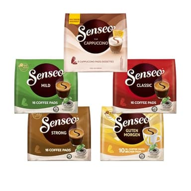 Senseo Pads Probierbox 5 Sorten, Vielfaltspaket, 5 x 16 Getränke, 66 Kaffeepads